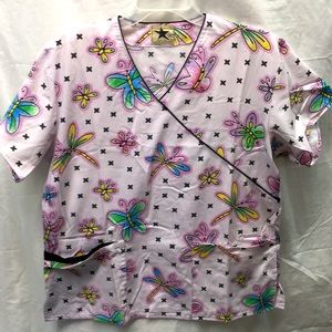 Black star scrubs top ladies sz M